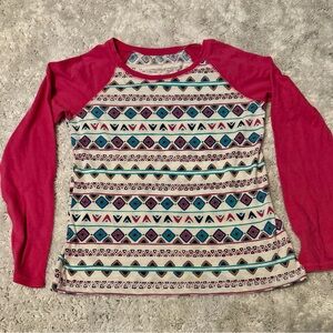 Arizona Jean Company Multicolor Geometric Long Sleeve Tee